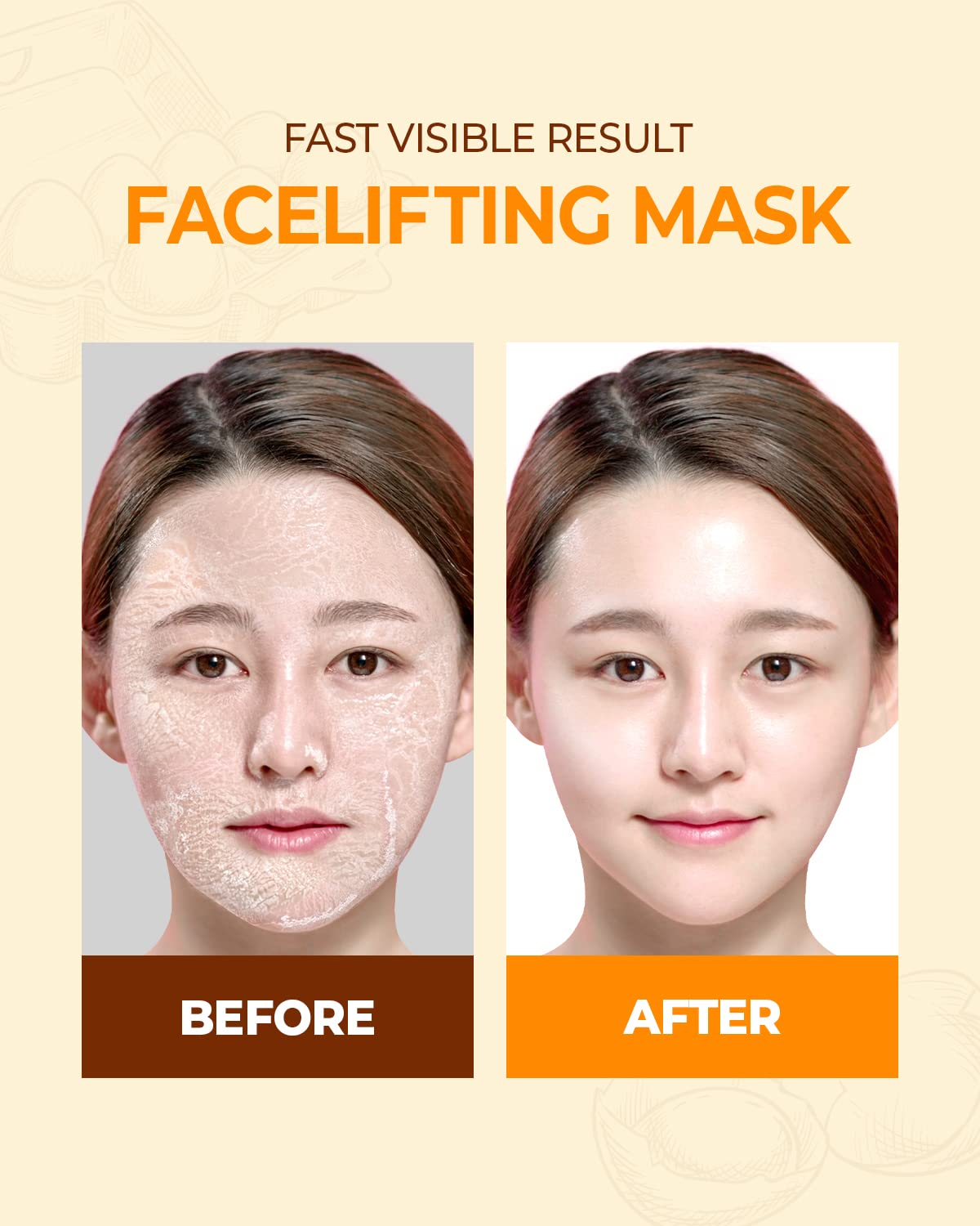 [CRAZY SKIN] Perfect Facial Mask 5PCS - Wash Off Mask Pack, Lifting V-Line Slim Face Mask, 2 Step Care for Aging Skin (Face Mask + Tightening Eye Cream)