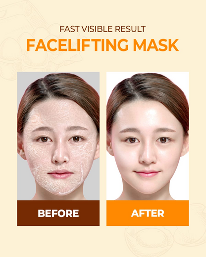 [CRAZY SKIN] Perfect Facial Mask 5PCS - Wash Off Mask Pack, Lifting V-Line Slim Face Mask, 2 Step Care for Aging Skin (Face Mask + Tightening Eye Cream)