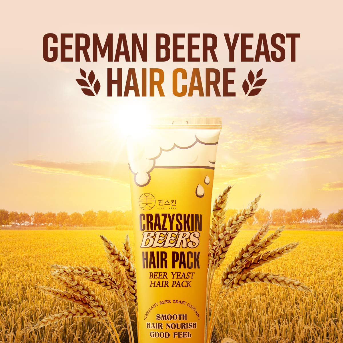 [CRAZYSKIN] Hair Treatment Mask - pH5.5 Beer Yeast, Protein, Keratin, Argan Oil, Collagen - Repairs Dry, Damaged or Color Treated Hair 6.77oz(200ml)