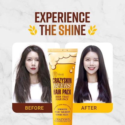 [CRAZYSKIN] Hair Treatment Mask - pH5.5 Beer Yeast, Protein, Keratin, Argan Oil, Collagen - Repairs Dry, Damaged or Color Treated Hair 6.77oz(200ml)