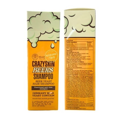[CRAZYSKIN] German Beers Yeast Biotin Shampoo for Hard water, Anti-hair loss, and Thickening, Gentle Exfoliating & Scalp Function with Panthenol, Collagen and Free-Sulfate, Chemical, 300ml(10.15oz)
