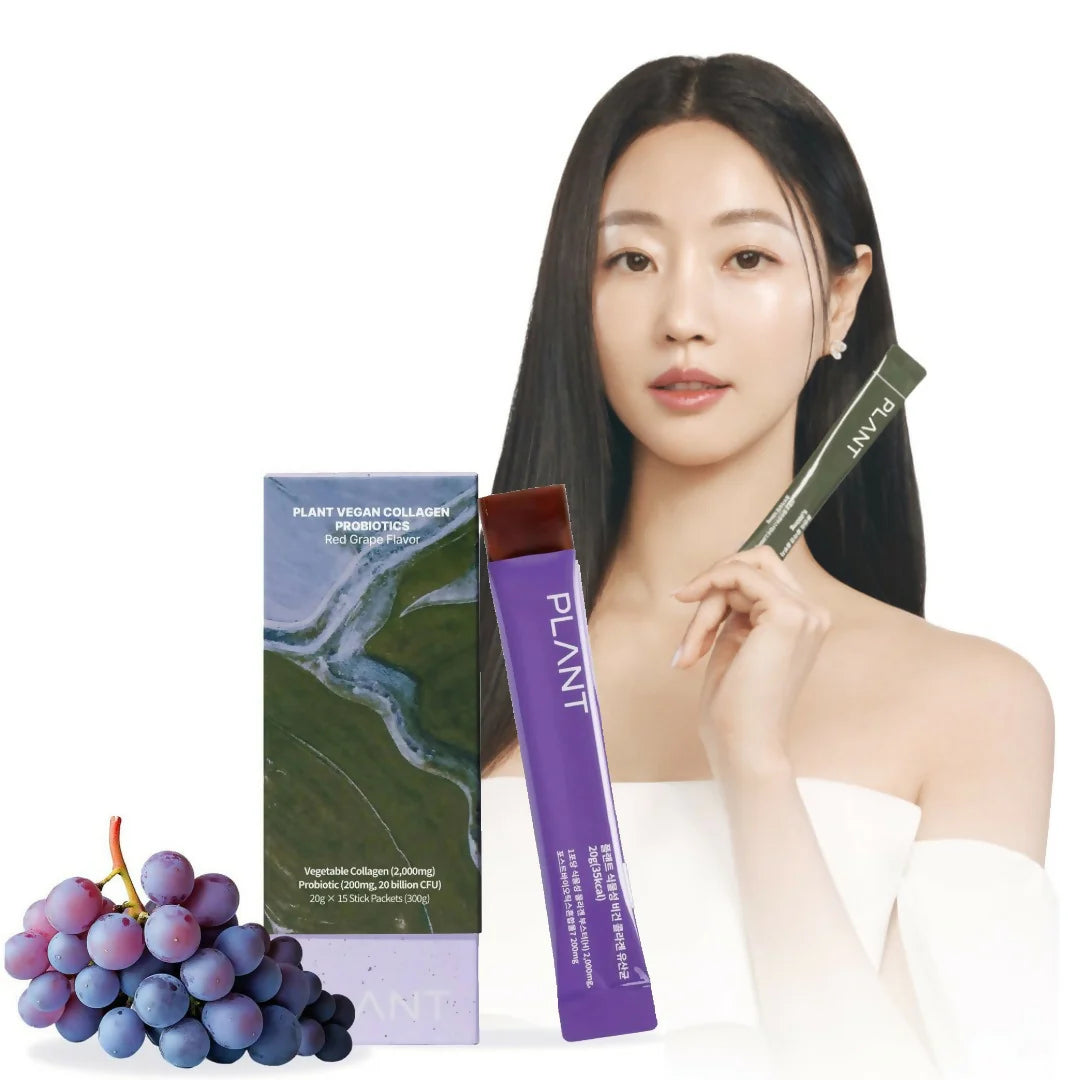 PLANT Vegan Collagen Jelly Stick: Probiotics & Gut Health - Red Grape - Pack of 15