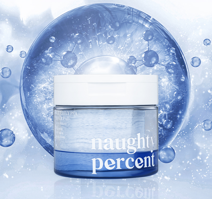 NAUGHTY PERCENT Butterfly Pea Toner Pad - 60 Pads